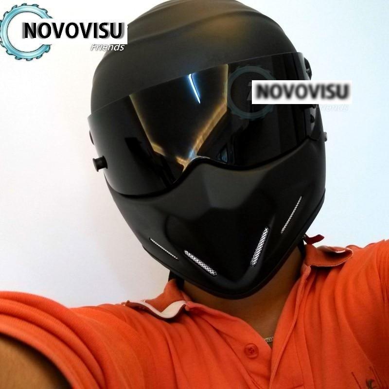 NOVOVISU STIG šalmas matinis juodas „Capacete Casco De For“ / krepšys +  SIMPSON lipdukas 3in1 / matinis juodas spalva su juodu skydeliu