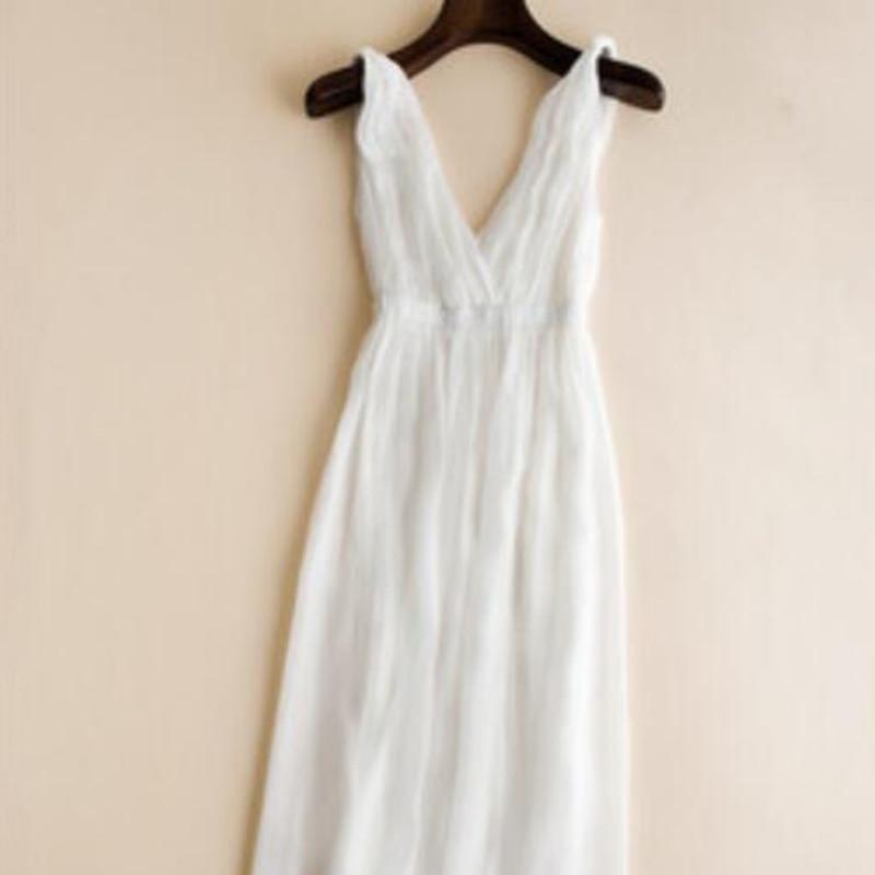 suffering Dew Man Mada Moteriški drabužiai Vasaros 100% šilko suknelė Paplūdimio V formos  iškirptė Aukštos kokybės balta ilga suknelė