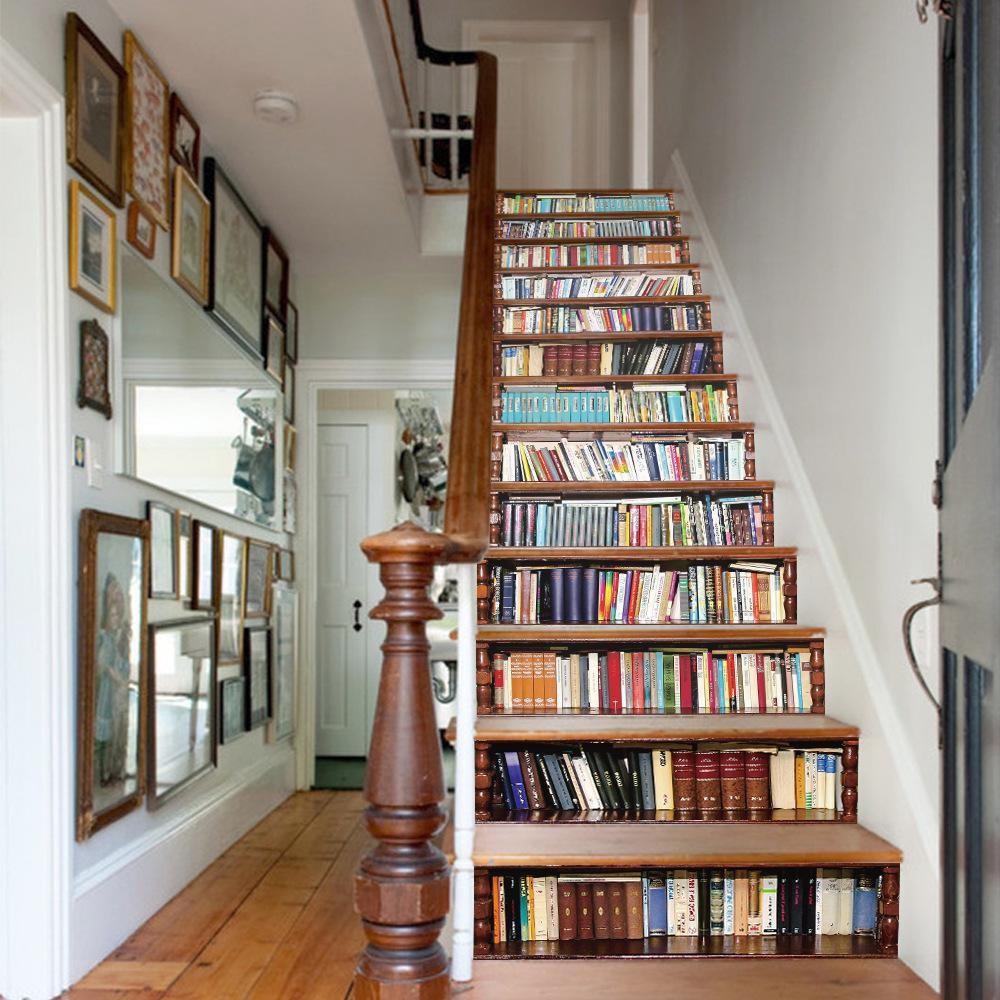 Respectful ambition Foreigner Šiuolaikinės knygų lentynos knygų lentynos skaitymo ventiliatoriaus namų  laiptų lipdukai koridoriaus laiptai dekoruoti grindų pasta PVC vandeniui  atsparus sienų lipdukas